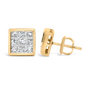 14K Yellow Gold 1.0 Cttw Princess Cut Diamond Composite Stud Earrings with Screw Backs (J-K Color, SI1-SI2 Clarity)-6