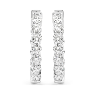 14K White Gold 5.00 Cttw Lab-Grown Diamond Inside Out Hoop Earrings - 0
