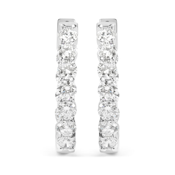 14K White Gold 5.00 Cttw Lab-Grown Diamond Inside Out Hoop Earrings