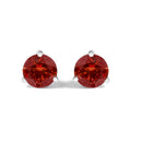 14K White Gold 3/4 Cttw Red Lab-Grown Diamond Classic 3-Prong Martini Set Solitaire Stud Earrings-1
