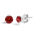 14K White Gold 3/4 Cttw Red Lab-Grown Diamond Classic 3-Prong Martini Set Solitaire Stud Earrings-2