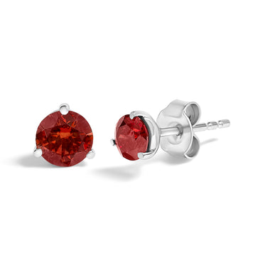 14K White Gold 3/4 Cttw Red Lab-Grown Diamond Classic 3-Prong Martini Set Solitaire Stud Earrings - 0
