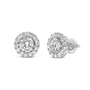 14K White Gold 3.0 Cttw Lab-Grown Diamond Hidden Halo Stud Earrings-2