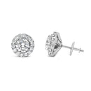 14K White Gold 3.0 Cttw Lab-Grown Diamond Hidden Halo Stud Earrings-3