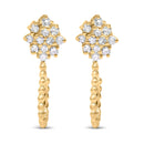 14K Yellow Gold Plated .925 Sterling Silver 1/10 Cttw Diamond Floral Cluster and Beaded Hoop Stud Earrings (H-I Color, I1-I2 Clarity)-5
