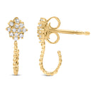 14K Yellow Gold Plated .925 Sterling Silver 1/10 Cttw Diamond Floral Cluster and Beaded Hoop Stud Earrings (H-I Color, I1-I2 Clarity)-6