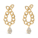 14K Yellow Gold Plated .925 Sterling Silver 1/10 Cttw Diamond Chain Link Teardrop Dangle Earrings (H-I Color, I1-I2 Clarity)-4