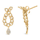 14K Yellow Gold Plated .925 Sterling Silver 1/10 Cttw Diamond Chain Link Teardrop Dangle Earrings (H-I Color, I1-I2 Clarity)-6