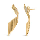 14K Yellow Gold Plated .925 Sterling Silver Sculpted Diamond Accent Drop Earrings (H-I Color, I1-I2 Clarity)-2