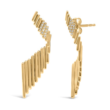 14K Yellow Gold Plated .925 Sterling Silver Sculpted Diamond Accent Drop Earrings (H-I Color, I1-I2 Clarity) - 0