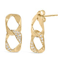 14K Yellow Gold Plated .925 Sterling Silver Open Link 1/5 Cttw Diamond Drop Earrings (H-I Color, I1-I2 Clarity)-6