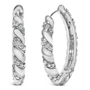 14K White Gold 1 1/5 Cttw Lab Grown Diamond Swirl Design 1" Inch Hoop Earrings (F-G Color, VS1-VS2 Clarity)-4