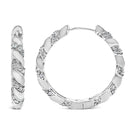 14K White Gold 1 1/5 Cttw Lab Grown Diamond Swirl Design 1" Inch Hoop Earrings (F-G Color, VS1-VS2 Clarity)-6