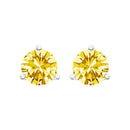 14K White Gold 3-Prong Martini Set 1.0 Cttw Yellow Lab Grown Diamond Solitaire Stud Earrings-6