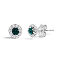 .925 Sterling Silver 1/3 Cttw White and Blue Diamond Halo Stud Earring-1