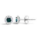 .925 Sterling Silver 1/3 Cttw White and Blue Diamond Halo Stud Earring-3