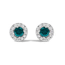 .925 Sterling Silver 1/2 Cttw Blue Diamond Halo Stud Earring-1