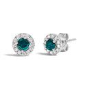 .925 Sterling Silver 1/2 Cttw Blue Diamond Halo Stud Earring-2