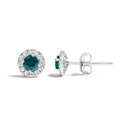 .925 Sterling Silver 1/2 Cttw Blue Diamond Halo Stud Earring-3