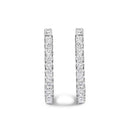 14K White Gold 2.00 Cttw Princess Diamond Inside Out Elongated Hoop Earrings-2