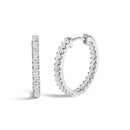 14K White Gold 2.00 Cttw Princess Diamond Inside Out Elongated Hoop Earrings-1