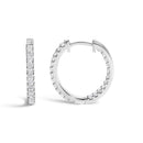 14K White Gold 2.00 Cttw Princess Diamond Inside Out Elongated Hoop Earrings-3