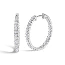 14K White Gold 2.00 Cttw Princess Diamond Inside Out Elongated Hoop Earrings-4