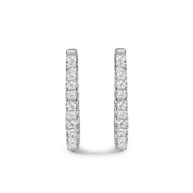 14K White Gold 2.00 Cttw Princess Diamond Inside Out Hoop Earrings - 0