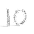 14K White Gold 2.00 Cttw Princess Diamond Inside Out Hoop Earrings-1