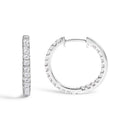 14K White Gold 2.00 Cttw Princess Diamond Inside Out Hoop Earrings-3