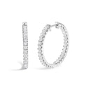 14K White Gold 2.00 Cttw Princess Diamond Inside Out Hoop Earrings-4