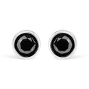 .925 Sterling Silver 4.00 Cttw Round Brilliant-Cut Black Diamond Bezel-Set Stud Earrings with Screw Backs (Fancy Color-Enhanced, I2-I3 Clarity)-14