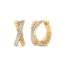 14K Yellow Gold Plated Sterling Silver 1/5 Cttw Diamond Twisted Design Hoop Earrings-1