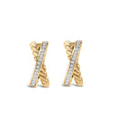 14K Yellow Gold Plated Sterling Silver 1/5 Cttw Diamond Twisted Design Hoop Earrings-2