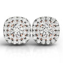 14k White and Rose Gold Cushion Shape Halo Diamond Earrings (3/4 cttw)-3