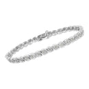 .925 Sterling Silver 1.0 cttw Miracle Set Diamond Spiraling Bezel Link Bracelet(I-J Color, I3 Clarity) -7.25"-3