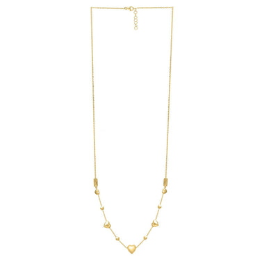 14k Yellow Gold Puff Heart Adjustable Necklace - 0