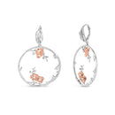 Rose Gold Plated .925 Sterling Silver 1/10 Cttw Diamond Floral Hoop Earrings (I-J Color, SI1-SI2 Clarity)-2