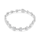 14K White Gold 1 1/5 Cttw Round Diamond Flower Blossom Link Bracelet (H-I Color, SI1-SI2 Clarity) - Size 7"-9