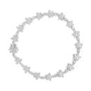 14K White Gold 1 1/5 Cttw Round Diamond Flower Blossom Link Bracelet (H-I Color, SI1-SI2 Clarity) - Size 7"-8