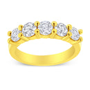 14K Yellow Gold Plated .925 Sterling Silver 1 1/2 Cttw Shared Prong Set Brilliant Round-Cut Diamond Anniversary or Wedding Band Ring (K-L Color, SI2-I1 Clarity) - Size 7-1