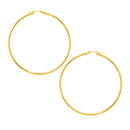 14k Yellow Gold Polished Large Round Hoop Earrings-1