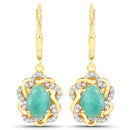 2.36 Carat Genuine Emerald and White Topaz .925 Sterling Silver Earrings-1