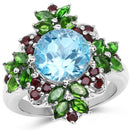 5.76 Carat Genuine Blue Topaz, Chrome Diopside & Garnet .925 Sterling Silver Ring-1