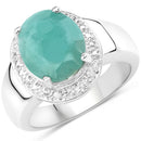 4.72 Carat Genuine Emerald and White Diamond .925 Sterling Silver Ring-1