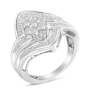 10K White Gold Diamond Bypass Cluster Ring (1 Cttw, I-J Color, I2-I3 Clarity) - Size 7-1