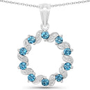 1.50 Carat Genuine London Blue Topaz and White Topaz .925 Sterling Silver Pendant-1