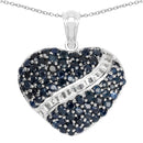 4.60 Carat Genuine Blue Sapphire and White Topaz .925 Sterling Silver Pendant-1