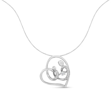 .925 Sterling Silver 1/6 cttw Diamond Heart Pendant Necklace (H-I, I1-I2) - 0