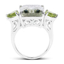 11.90 Carat Genuine Green Amethyst and Peridot .925 Sterling Silver Ring-2